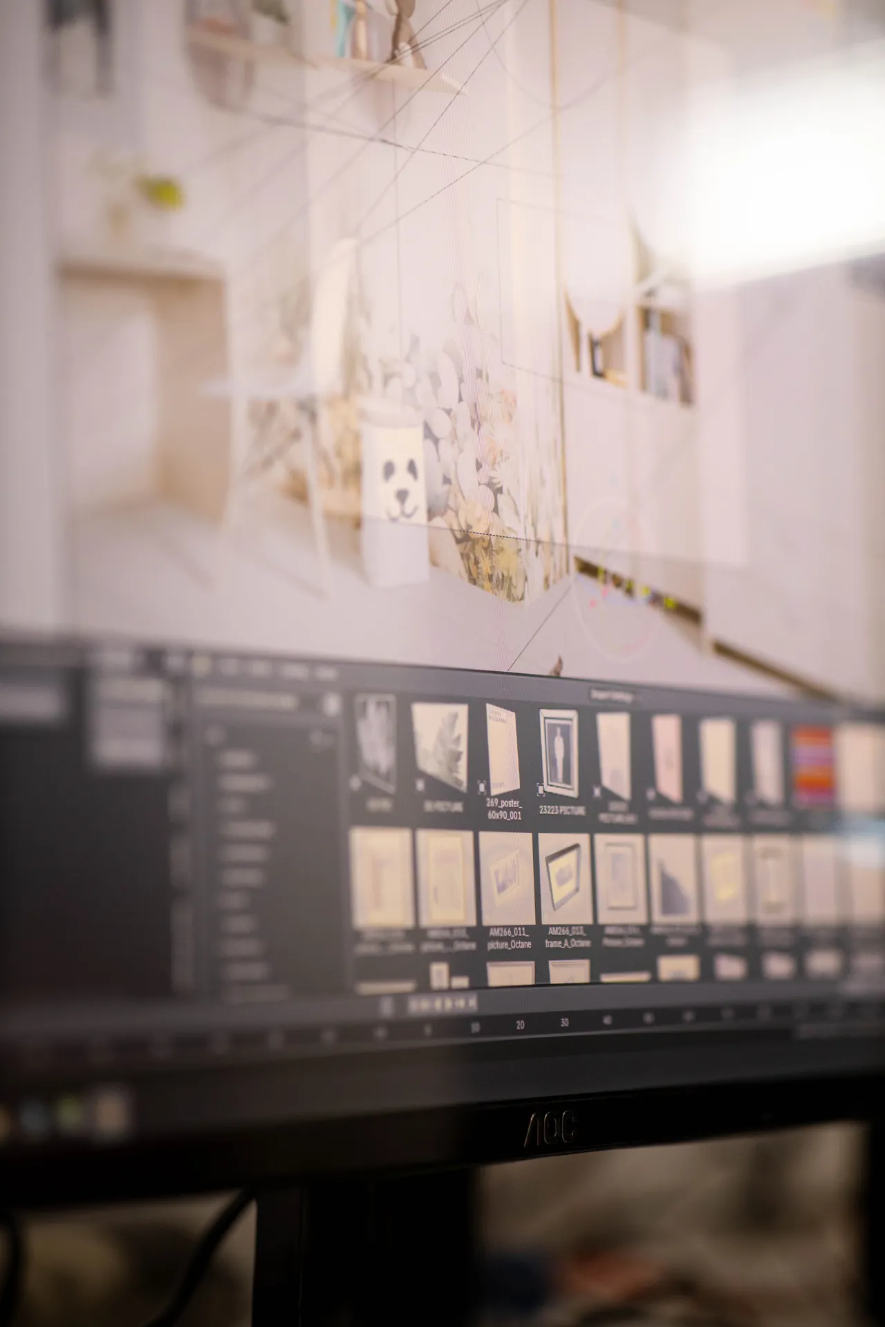 Interfejs profesjonalnego oprogramowania 3D na monitorze graficznym - proces tworzenia fotorealistycznych wizualizacji i zaawansowanego modelowania w TPi Studio