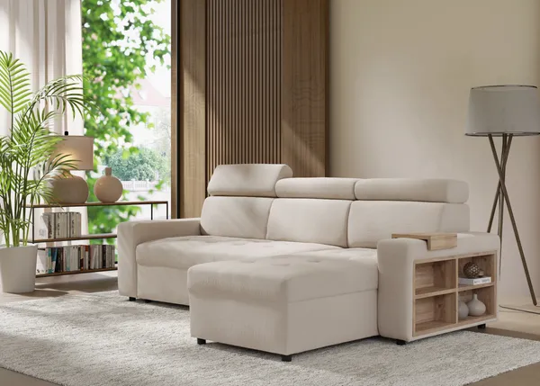 Narożnik - model 3D wykonany na podstawie skanu rzeczywistego mebla dostarczonego przez klienta, wizualizacja wnętrza